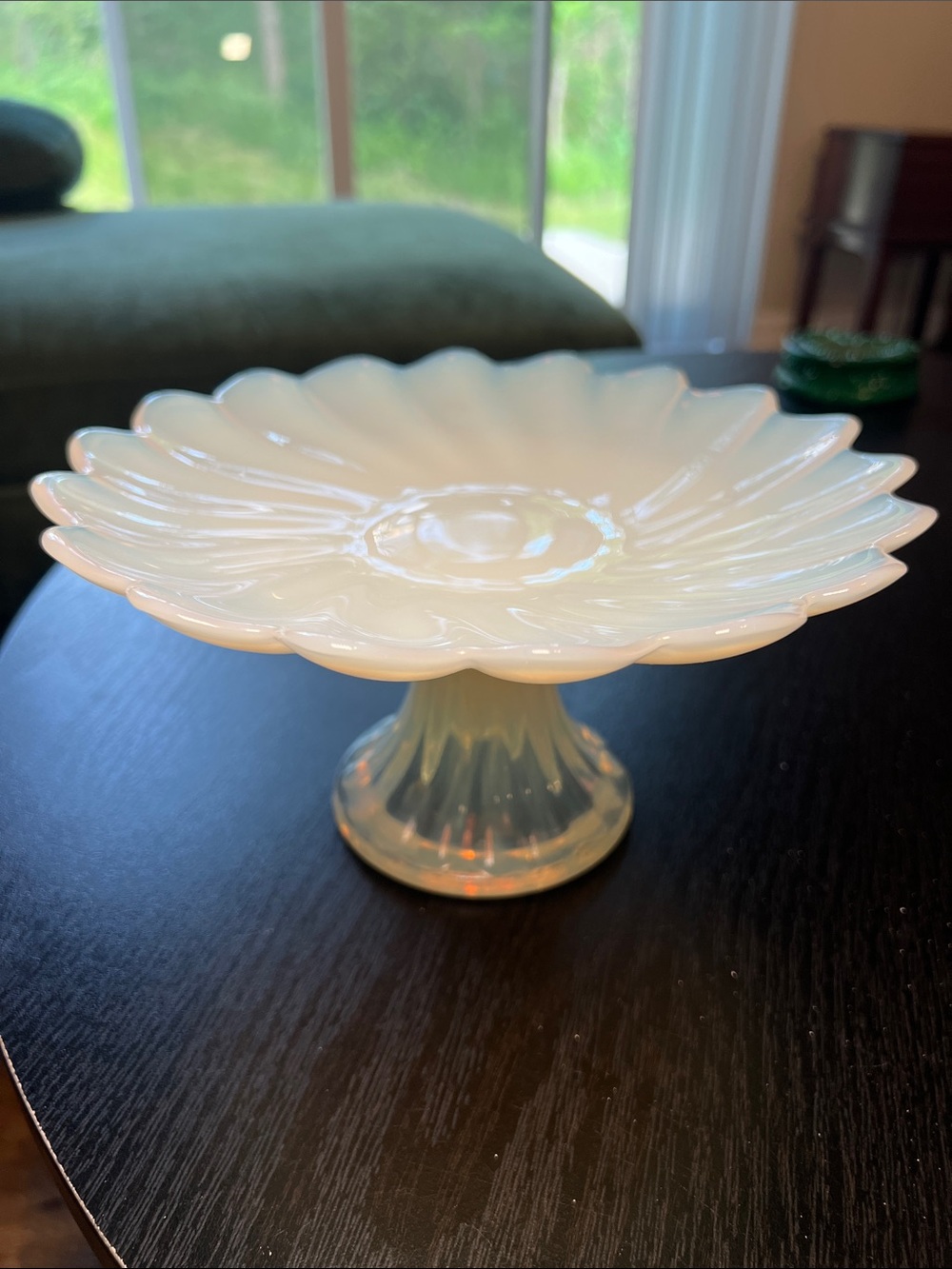 Vintage Sabino French White Opalescent Glass Pedestal Dish Dessert Serving Stand - Picture 9 of 10